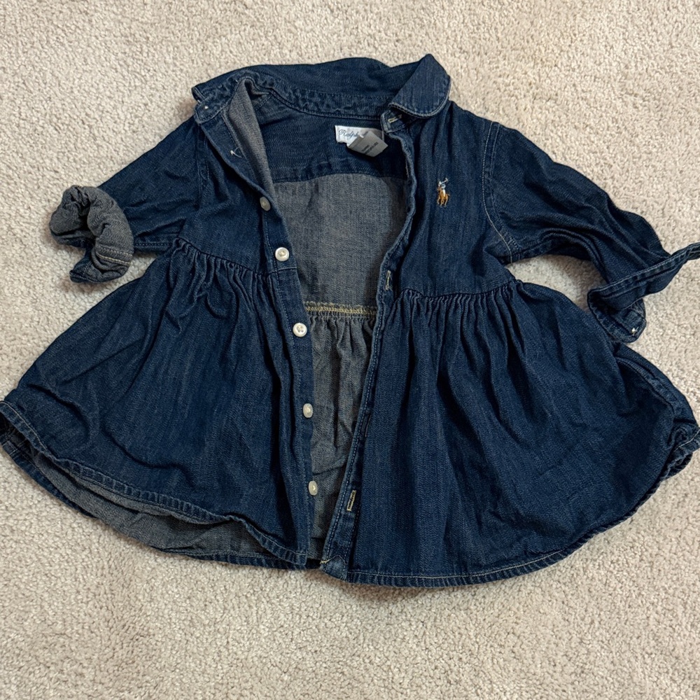 Ralph Lauren Girls' Dark Blue Denim Dress